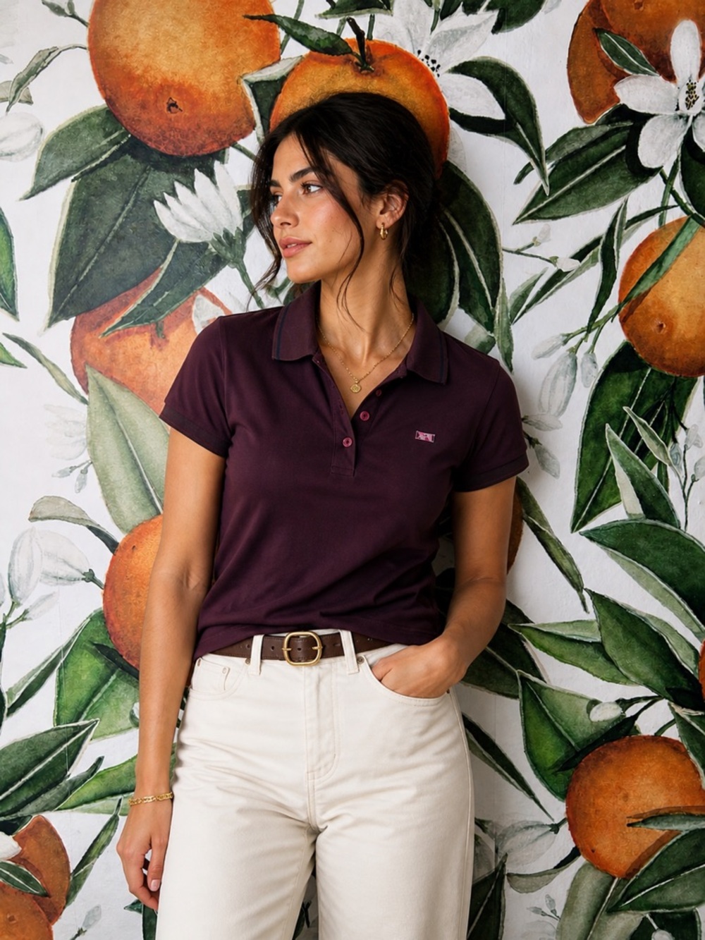 Burberry Polo Shirt Women's Size Small Short Sleeve Maroon Cotton Portugal